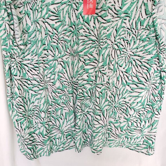 Emily Daniels Multicolor Green Floral Design Stretchy Shiny Flakes Plus Size 3X - Picture 8 of 15